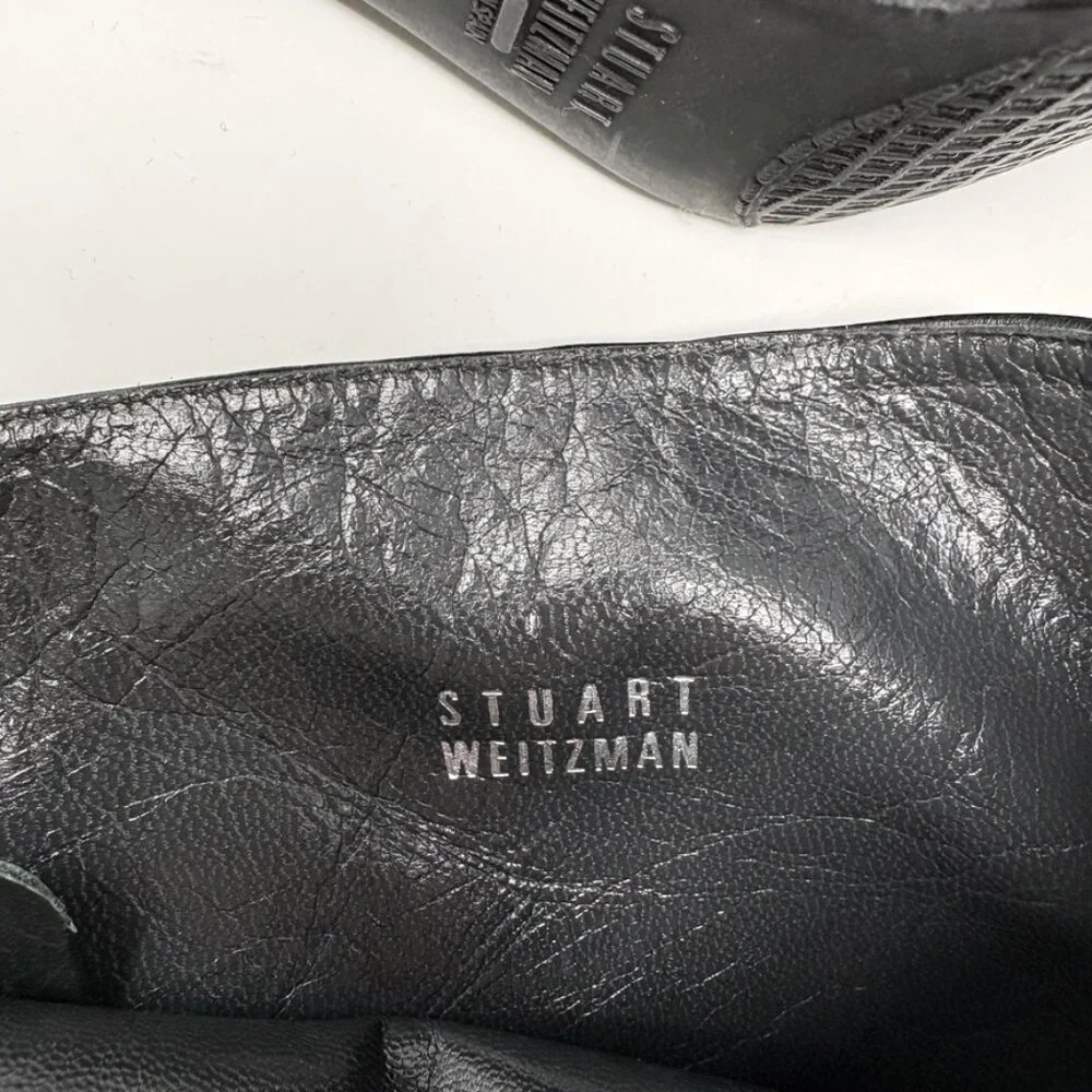 Stuart Weitzman Sohot Pointed Toe Tall Leather Boots Black Size 11.5 - Picture 14 of 16